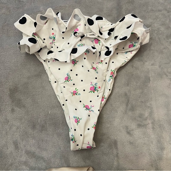 New! For love and lemons rosewater floral polka dot bikini bottoms 24203 - Picture 4 of 8